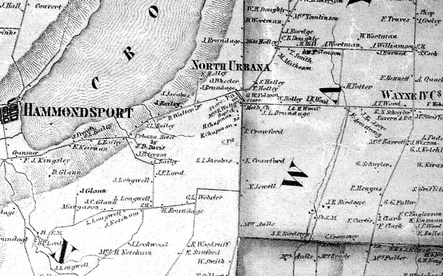 North Urbana section of map by J.E. Gillette and M. Levy, C.E., 1857.